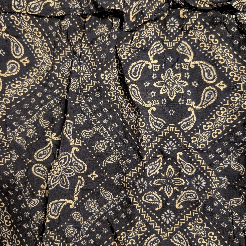 2/$20 Navy Paisley Cold Shoulder Blouse - Picture 2 of 2